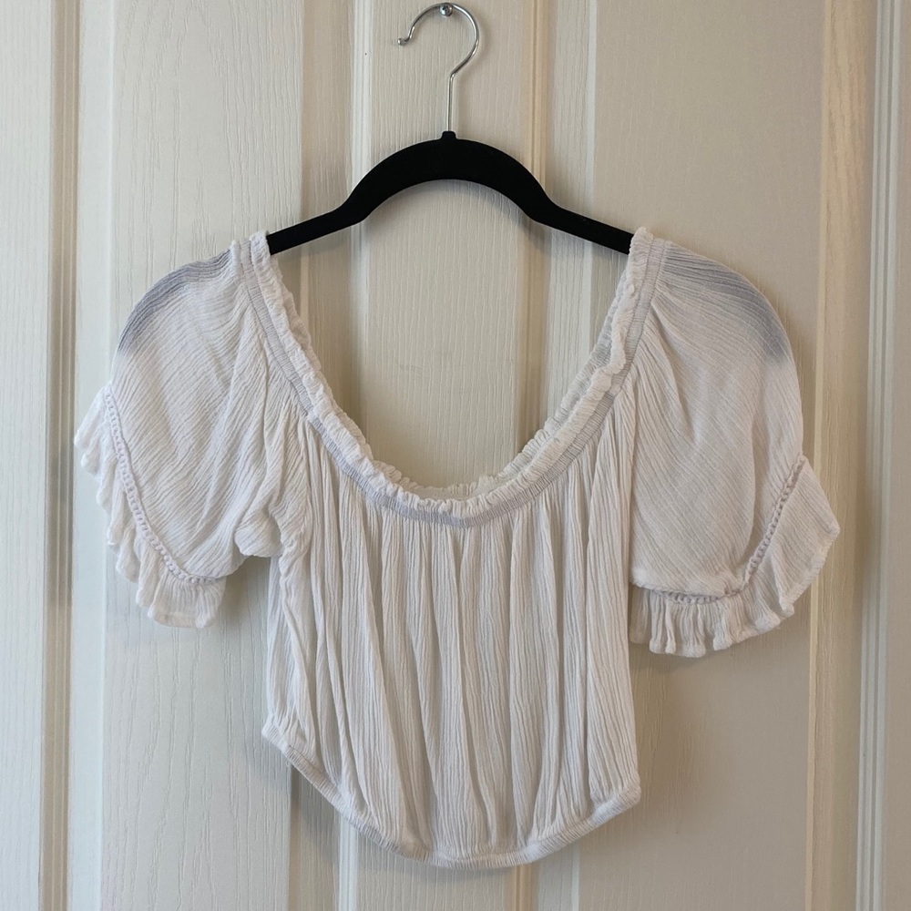 White off the shoulder peasant top